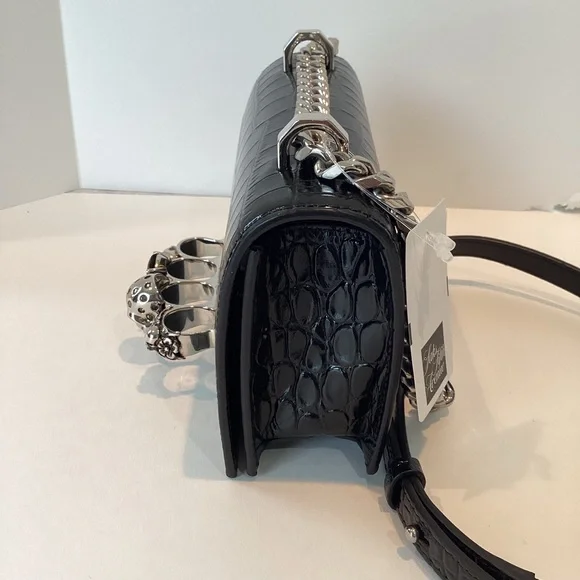 ALEXANDER MCQUEEN MINI CROC EMBOSSED JEWELLED  SATCHEL - Picture 2 of 14